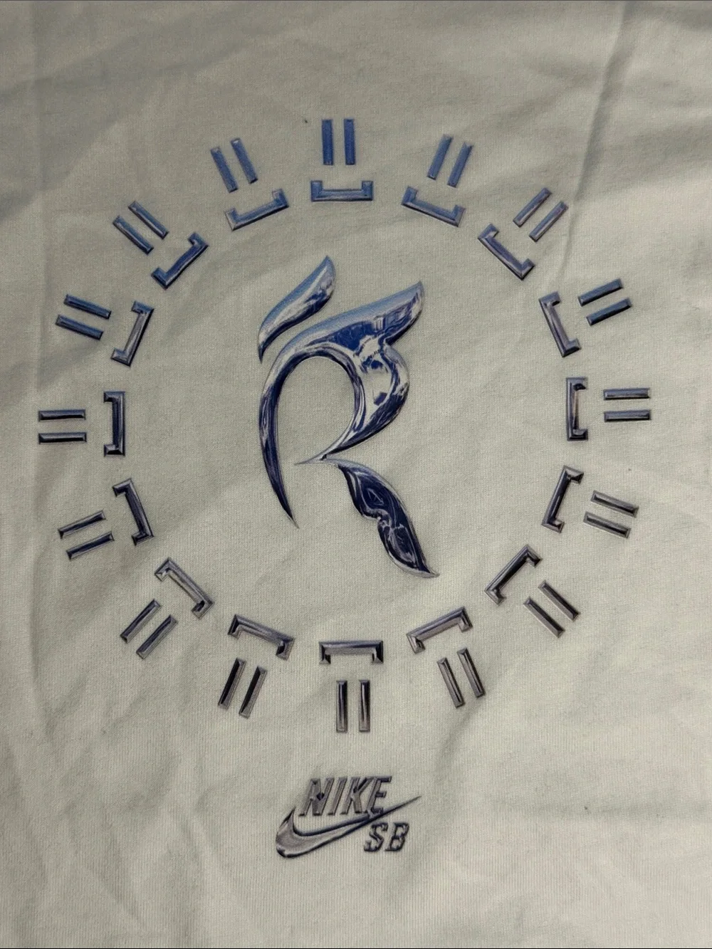 Nike White Short Sleeve Tee with Blue Graphic